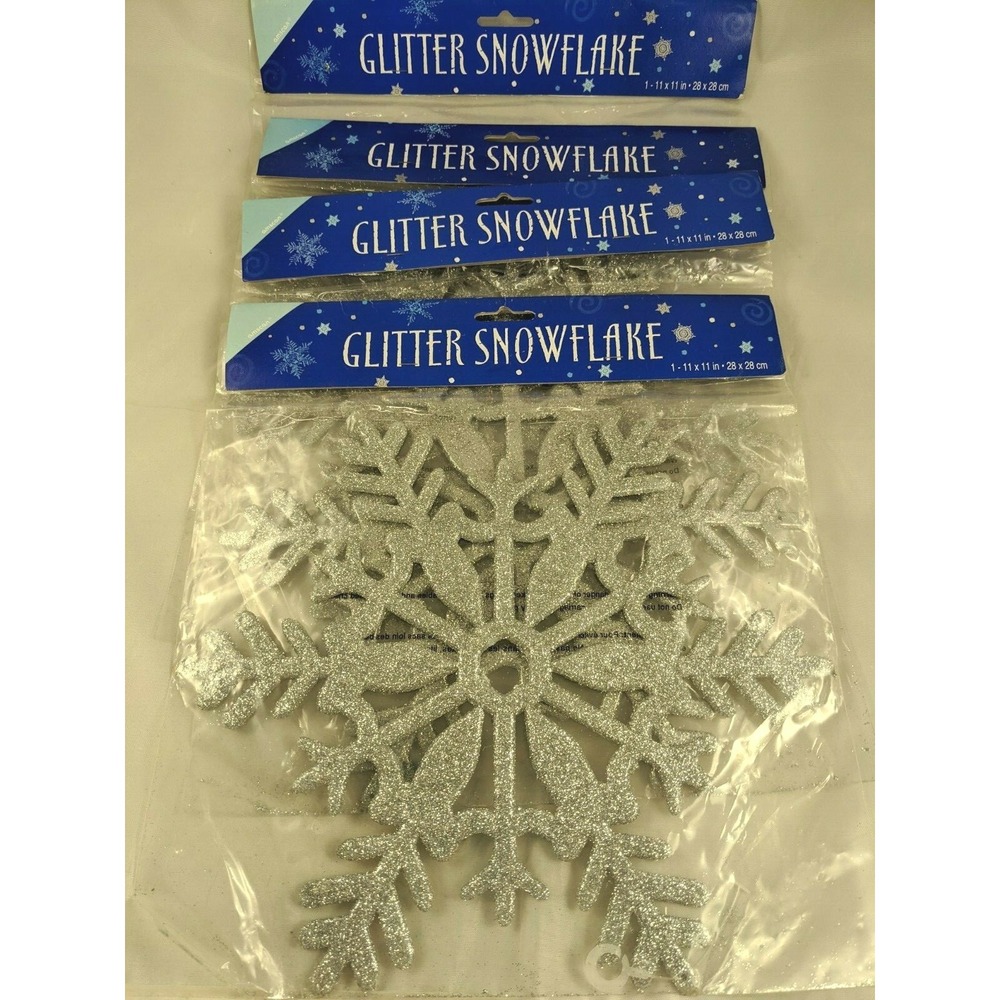 Amscan Glitter Silver Snowflake 11 x 11 Inch Lot of 4 191364